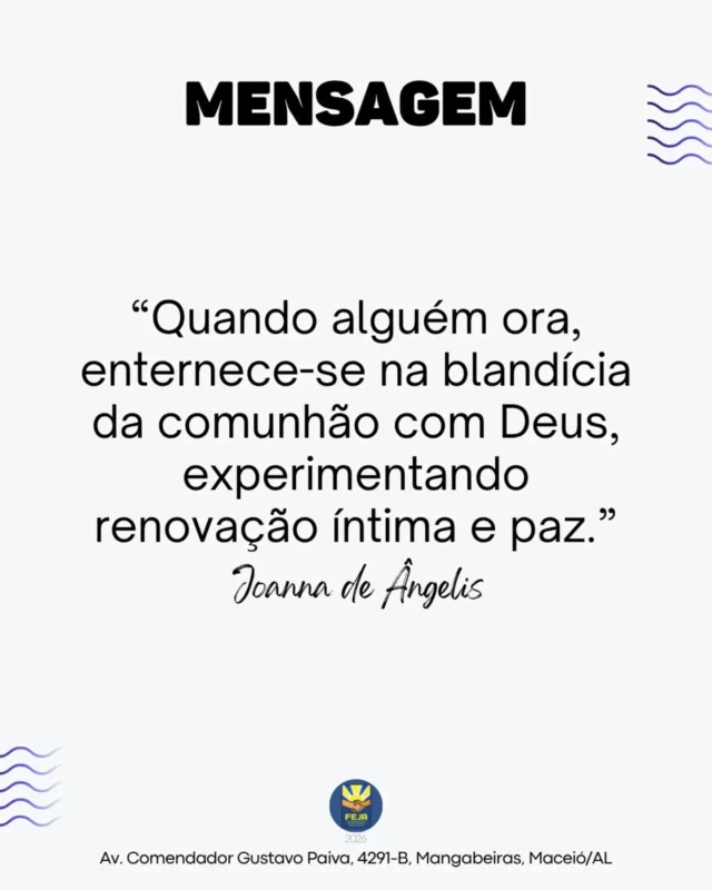 “Quando alguém ora, enternece-se na blandícia da comunhão com Deus, experimentando renovação íntima e paz.”
Joanna de Ângelis • Médium: Divaldo Franco • Livro: Desperte e Seja Feliz
#fraternidadeespiritajoannadeangelis #joannadeangelis #divaldofranco #feja39anos #espiritismo